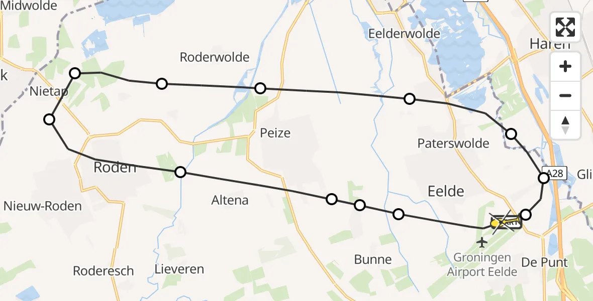 Routekaart van de vlucht: Lifeliner 4 naar Groningen Airport Eelde