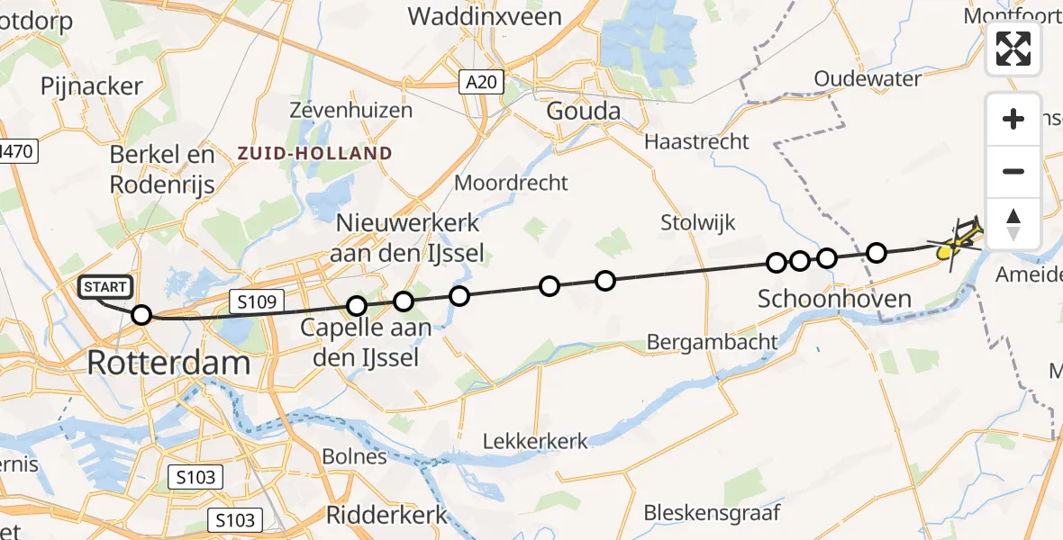 Routekaart van de vlucht: Lifeliner 2 naar Lopik