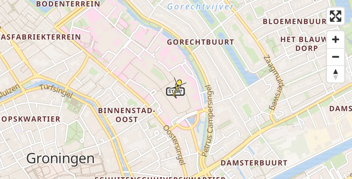 Vluchtroute Traumahelikopter van Universitair Medisch Centrum Groningen naar Universitair Medisch Centrum Groningen