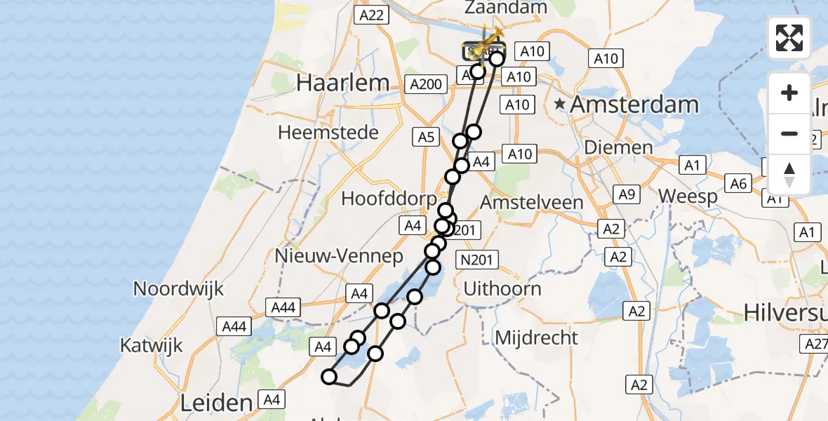 Vluchtroute Traumahelikopter Amsterdam Heliport - Amsterdam Heliport, 01 november 2023, 18:19