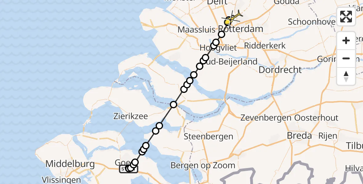 Routekaart van de vlucht: Lifeliner 2 naar Rotterdam The Hague Airport