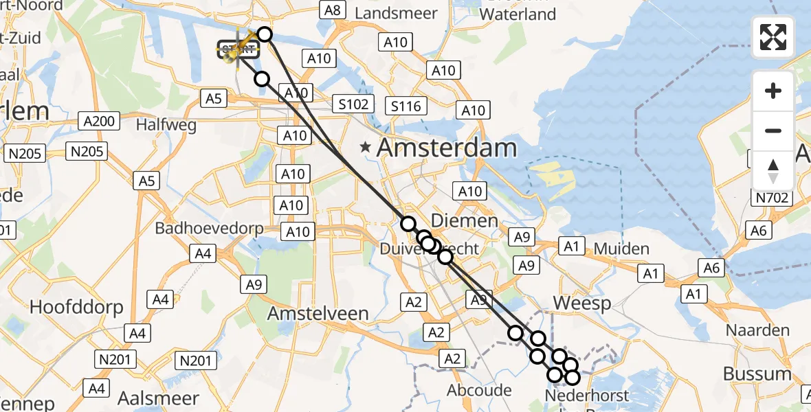 Vluchtroute Traumahelikopter Amsterdam Heliport - Amsterdam Heliport, 02 november 2023, 09:54
