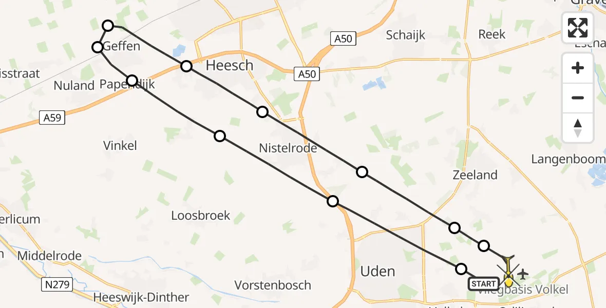 Routekaart van de vlucht: Lifeliner 3 naar Vliegbasis Volkel