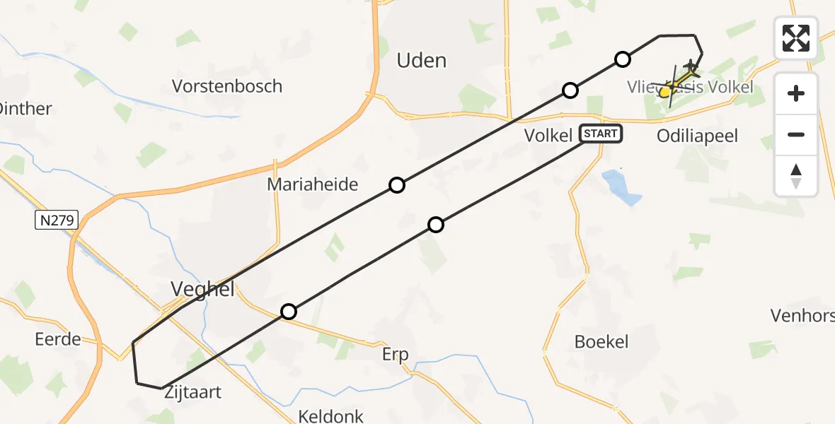 Routekaart van de vlucht: Lifeliner 3 naar Vliegbasis Volkel