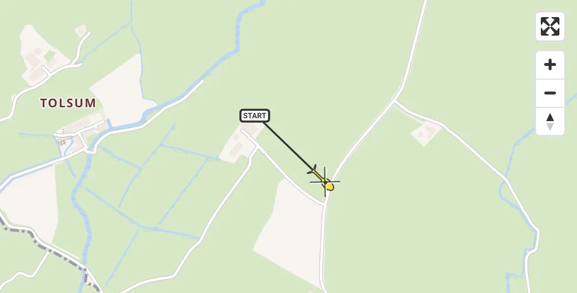 Routekaart van de vlucht: Ambulancehelikopter naar Tzum