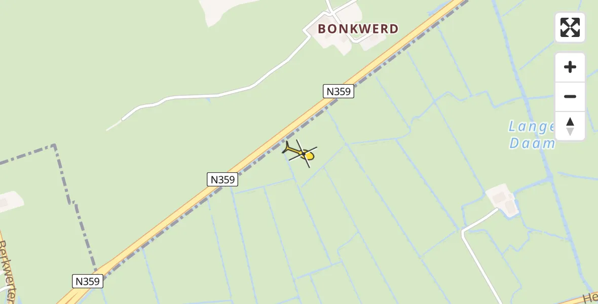 Routekaart van de vlucht: Ambulancehelikopter naar Iens