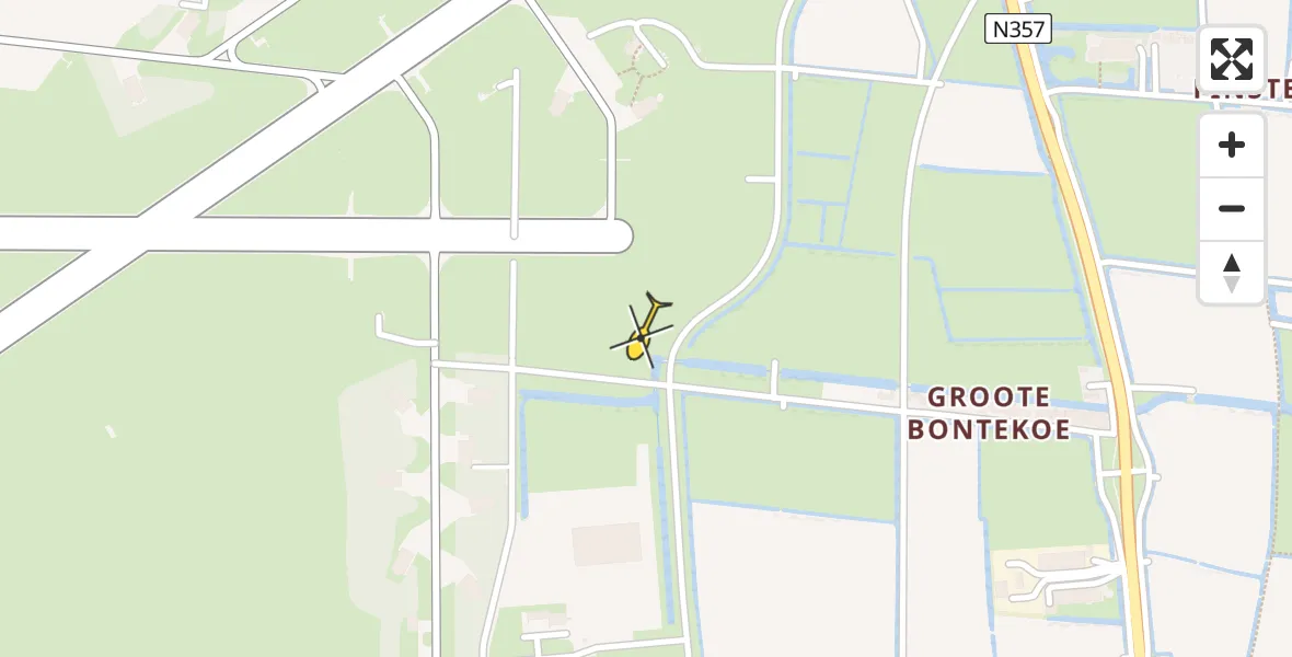 Vluchtroute Ambulancehelikopter van Vliegbasis Leeuwarden naar Vliegbasis Leeuwarden