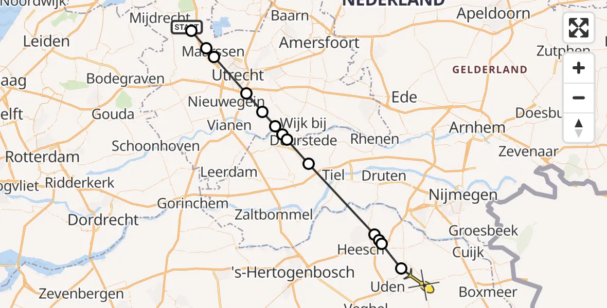 Routekaart van de vlucht: Politieheli naar Odiliapeel