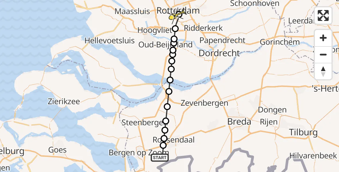 Routekaart van de vlucht: Lifeliner 2 naar Erasmus MC