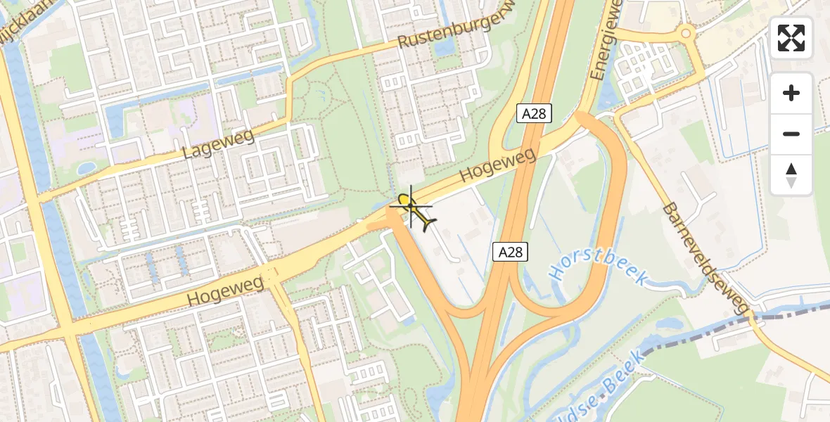 Routekaart van de vlucht: Traumahelikopter naar Amersfoort