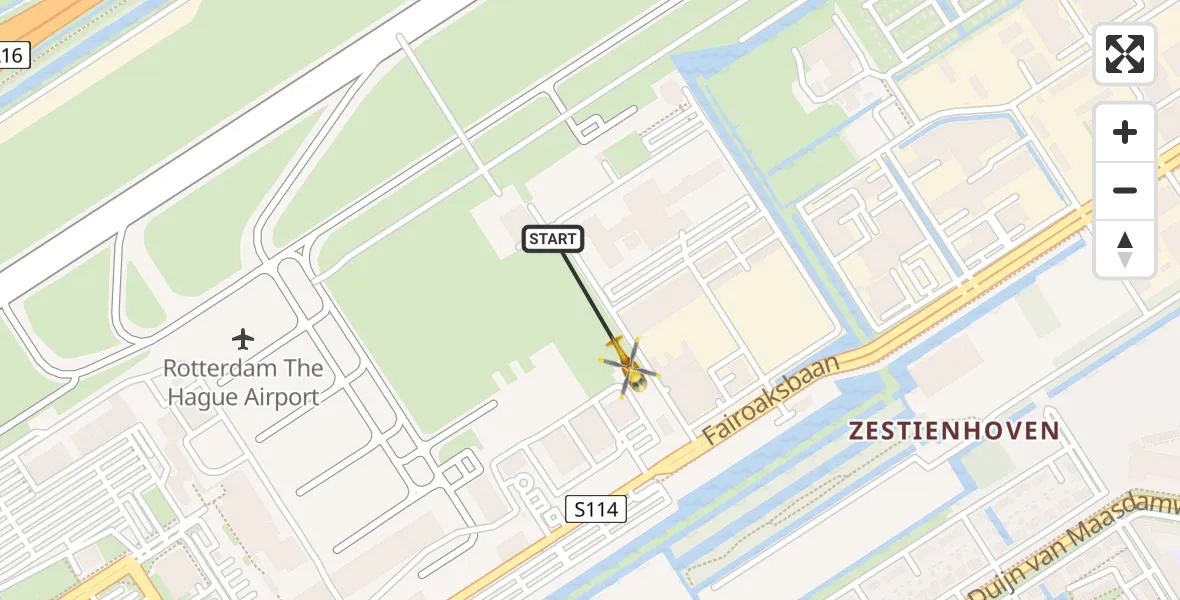Vluchtroute Traumahelikopter Rotterdam The Hague Airport - Rotterdam The Hague Airport, 03 november 2023, 12:25