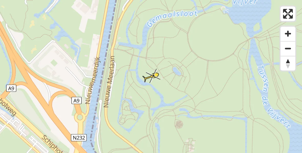 Vluchtroute Politiehelikopter van Amstelveen naar Amstelveen