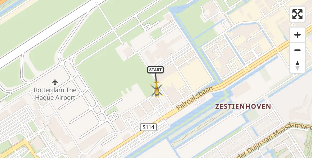 Vluchtroute Traumahelikopter Rotterdam The Hague Airport - Rotterdam The Hague Airport, 03 november 2023, 13:00
