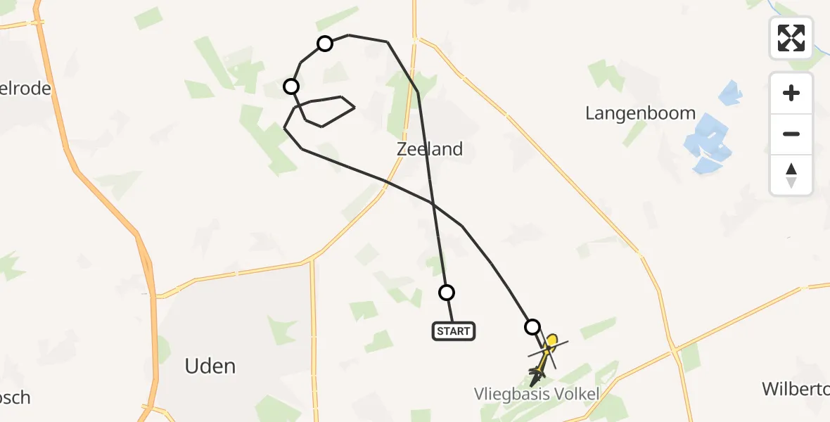 Routekaart van de vlucht: Lifeliner 3 naar Vliegbasis Volkel