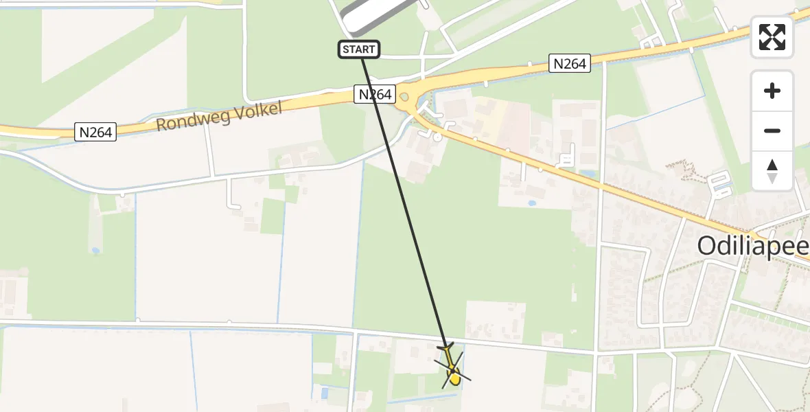Routekaart van de vlucht: Traumahelikopter naar Odiliapeel