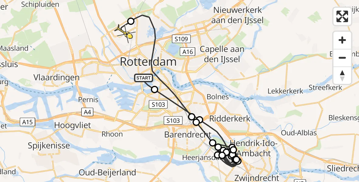 Routekaart van de vlucht: Lifeliner 2 naar Rotterdam The Hague Airport