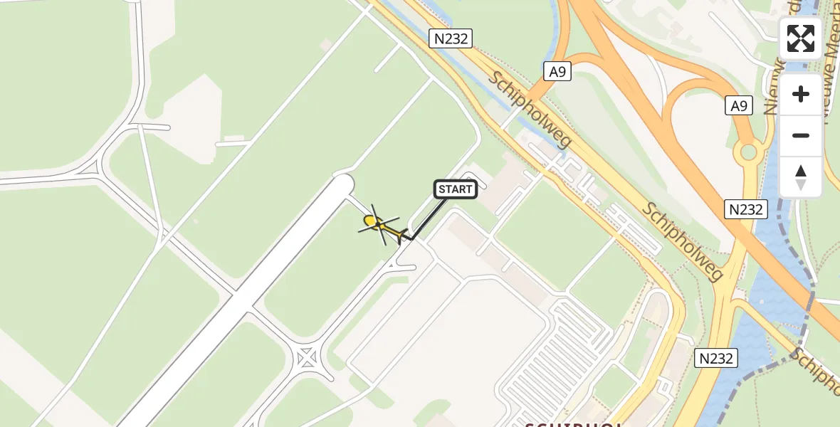 Vluchtroute Politiehelikopter van Schiphol naar Schiphol