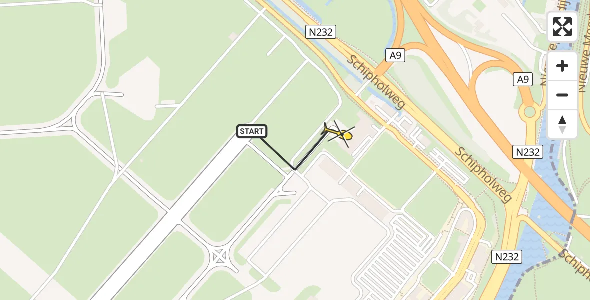 Vluchtroute Politiehelikopter van Schiphol naar Schiphol