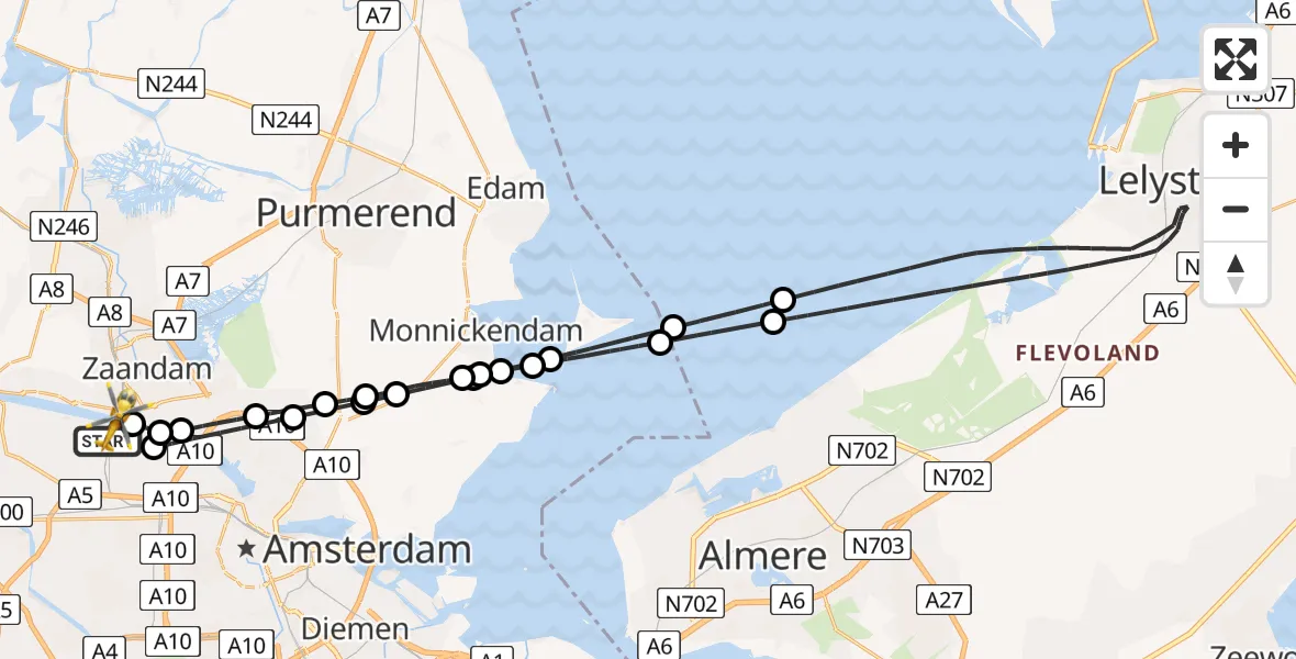 Vluchtroute Traumahelikopter Amsterdam Heliport - Amsterdam Heliport, 03 november 2023, 23:18