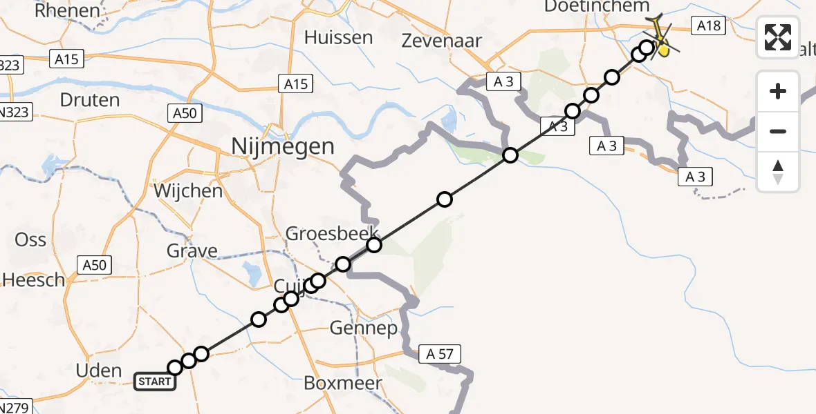 Routekaart van de vlucht: Lifeliner 3 naar Gaanderen