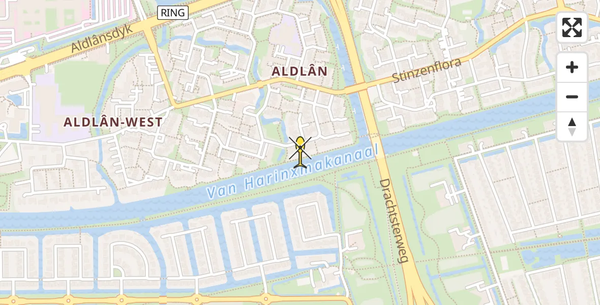 Vluchtroute Ambulancehelikopter van Leeuwarden naar Leeuwarden
