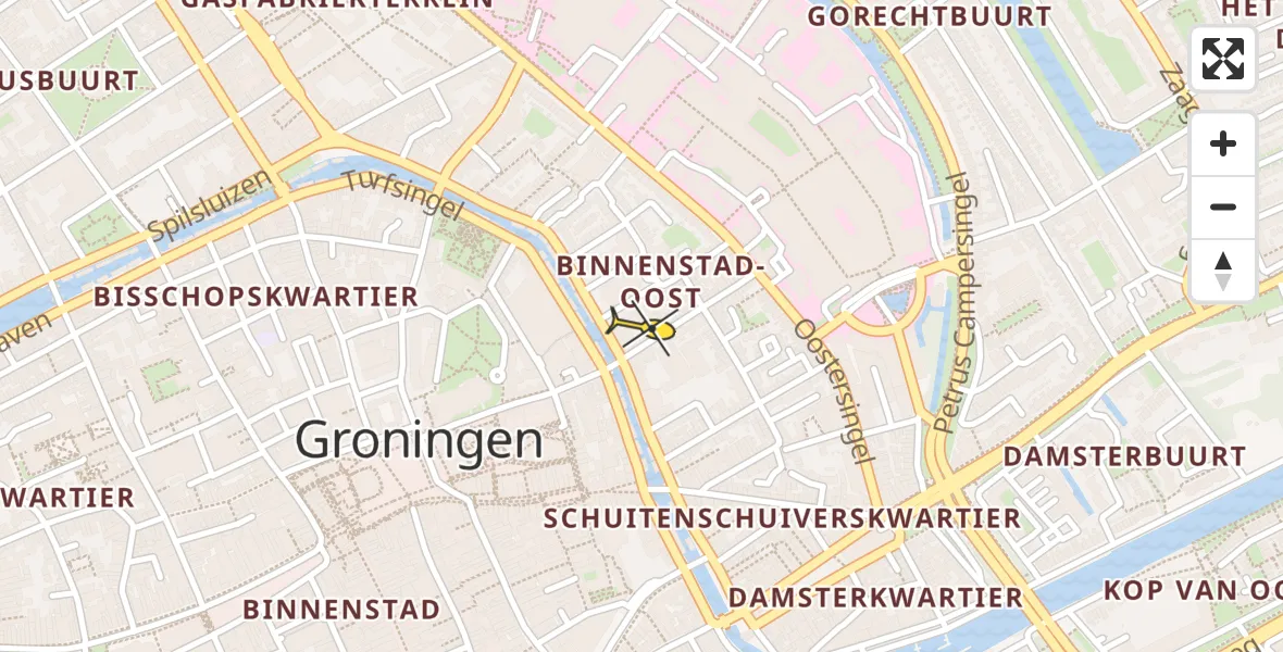 Vluchtroute Ambulancehelikopter van Universitair Medisch Centrum Groningen naar Universitair Medisch Centrum Groningen