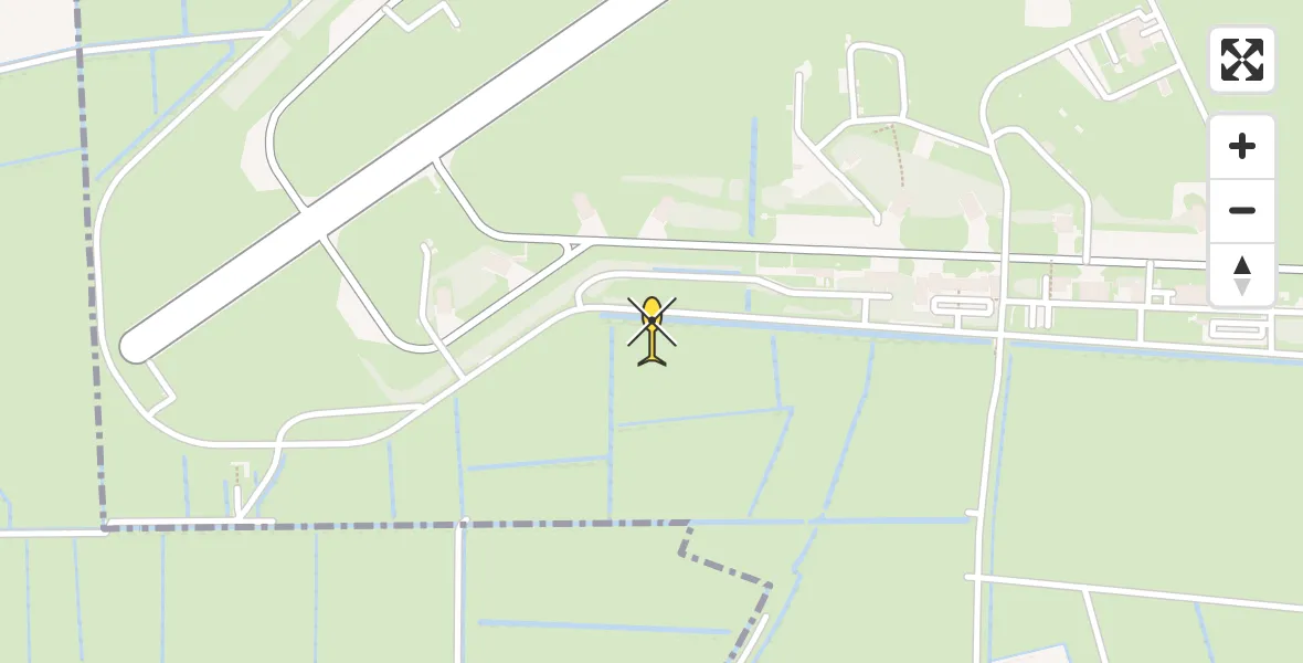 Vluchtroute Ambulancehelikopter van Vliegbasis Leeuwarden naar Vliegbasis Leeuwarden