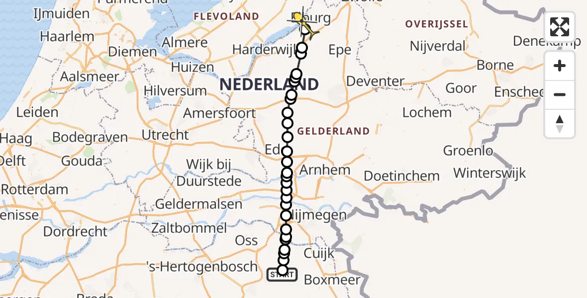 Routekaart van de vlucht: Lifeliner 3 naar Doornspijk