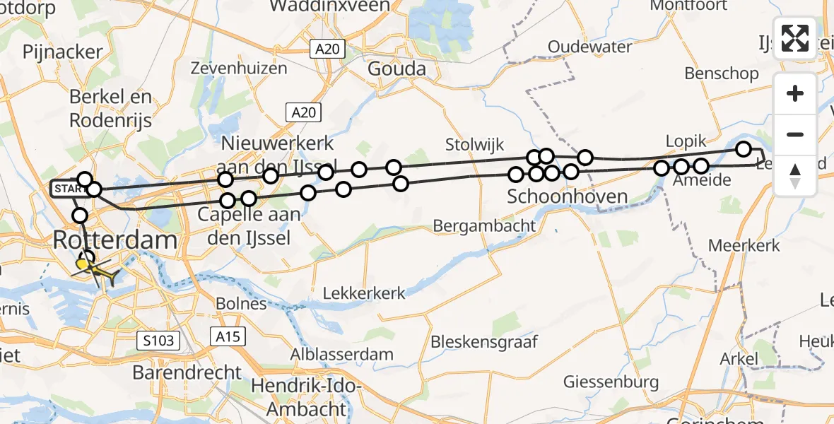 Routekaart van de vlucht: Lifeliner 2 naar Erasmus MC