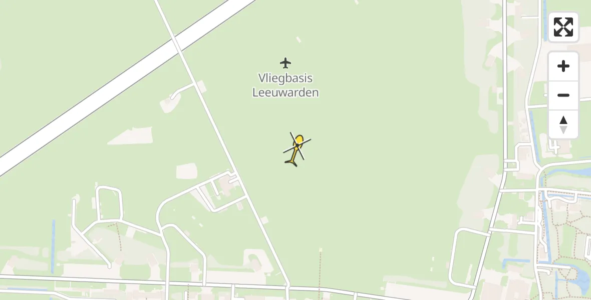 Vluchtroute Ambulancehelikopter van Vliegbasis Leeuwarden naar Vliegbasis Leeuwarden