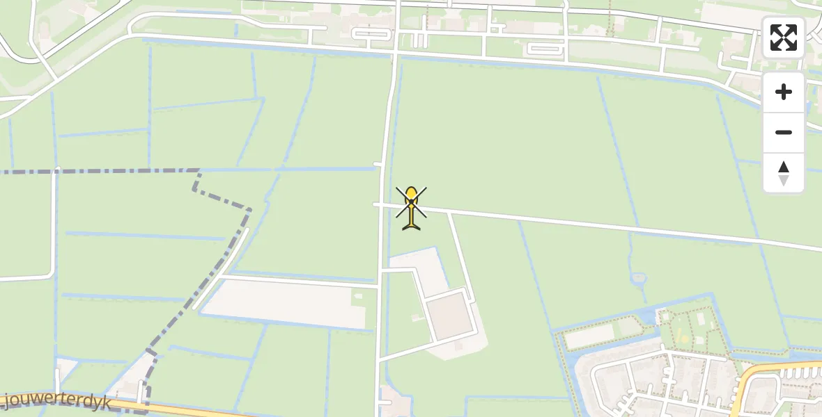 Routekaart van de vlucht: Ambulancehelikopter naar Vliegbasis Leeuwarden