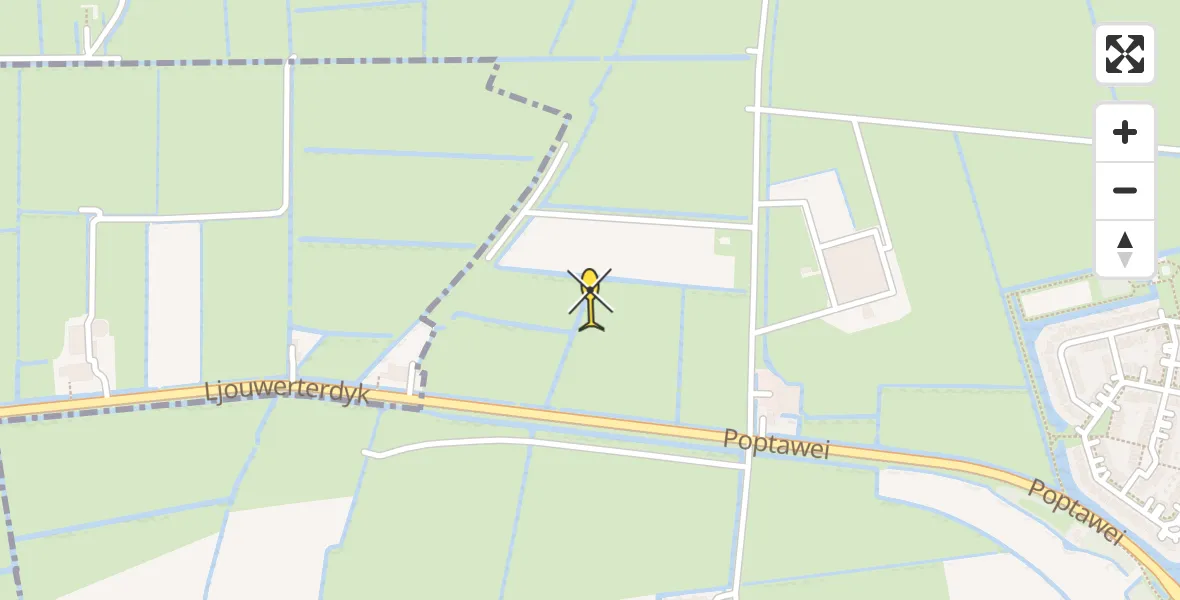 Vluchtroute Ambulancehelikopter van Leeuwarden naar Leeuwarden