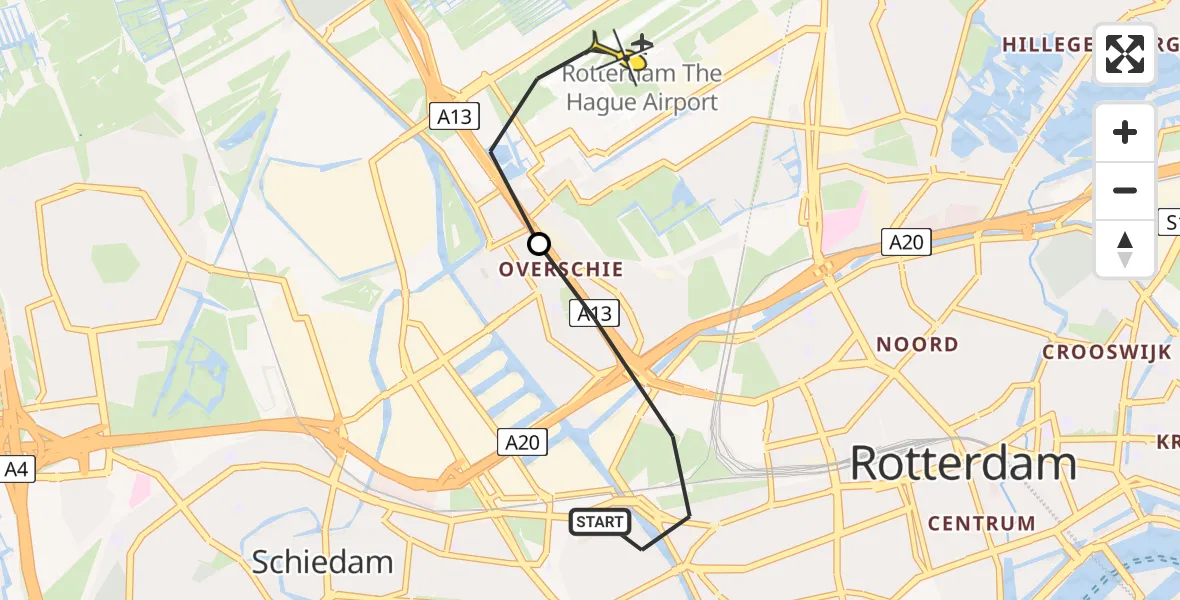 Routekaart van de vlucht: Lifeliner 2 naar Rotterdam The Hague Airport