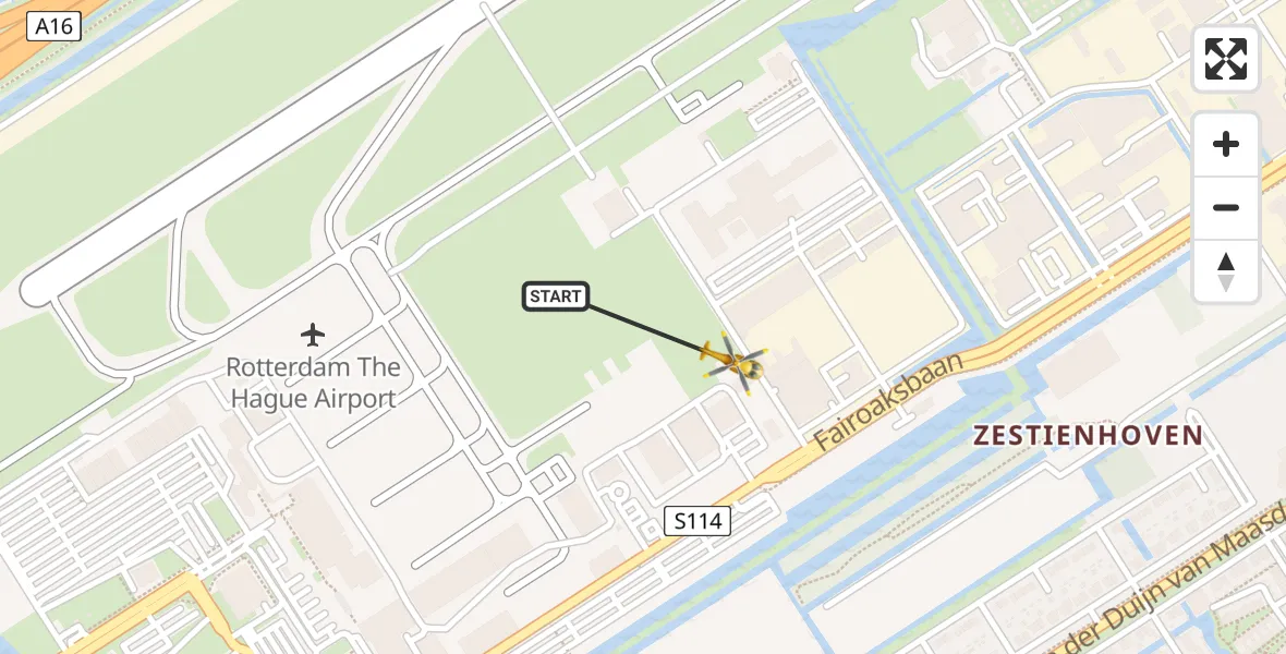 Vluchtroute Traumahelikopter Rotterdam The Hague Airport - Rotterdam The Hague Airport, 04 november 2023, 20:24