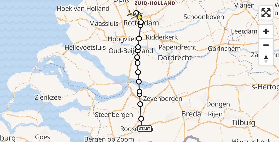 Routekaart van de vlucht: Lifeliner 2 naar Rotterdam The Hague Airport