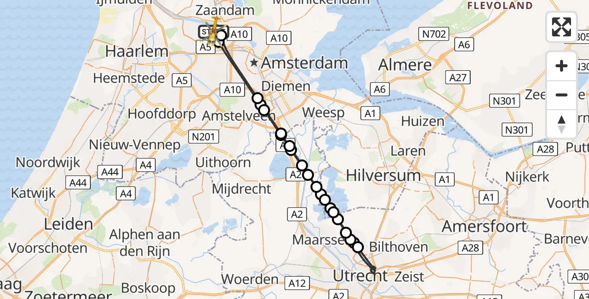 Vluchtroute Traumahelikopter Amsterdam Heliport - Amsterdam Heliport, 05 november 2023, 01:03