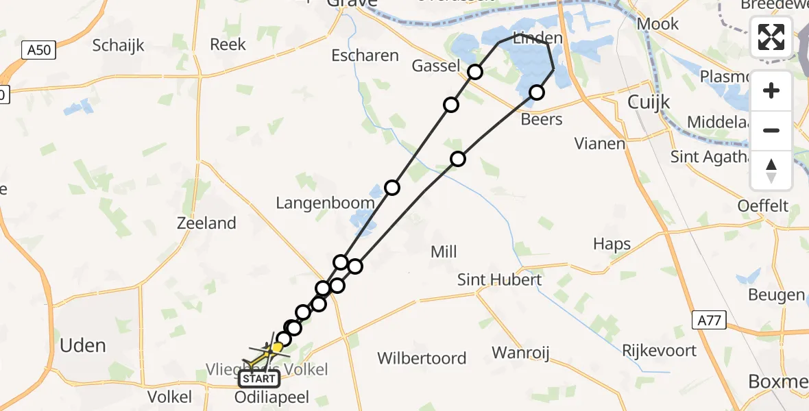 Routekaart van de vlucht: Lifeliner 3 naar Vliegbasis Volkel