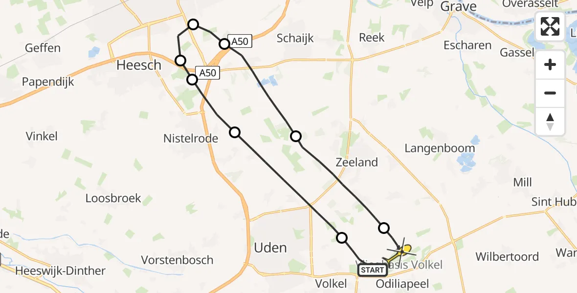 Routekaart van de vlucht: Lifeliner 3 naar Vliegbasis Volkel