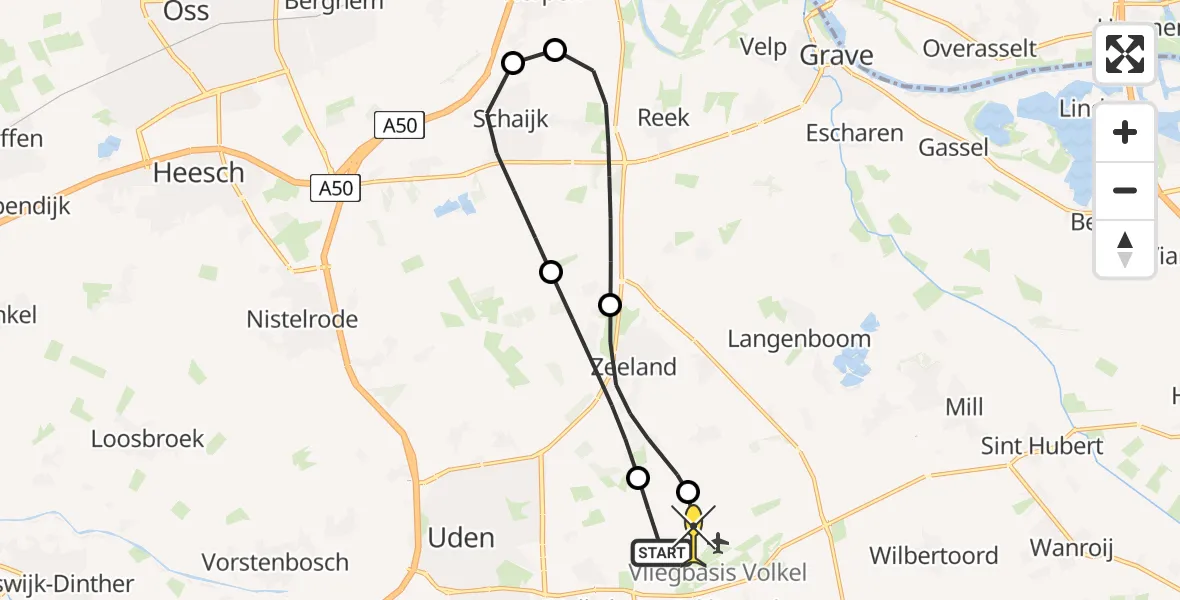 Routekaart van de vlucht: Lifeliner 3 naar Vliegbasis Volkel