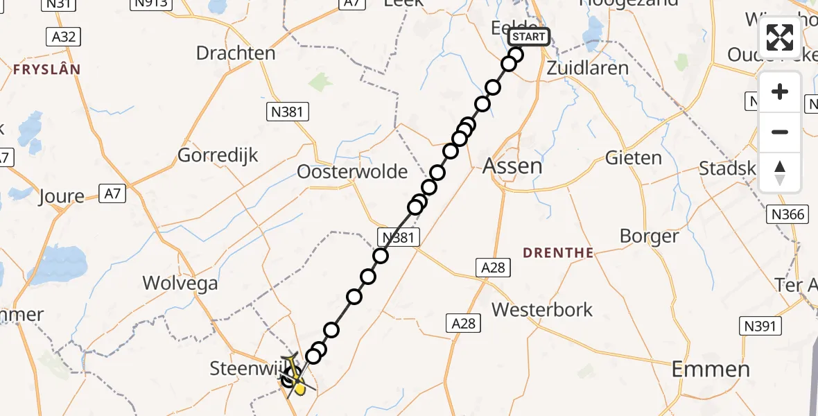 Routekaart van de vlucht: Lifeliner 4 naar Darp