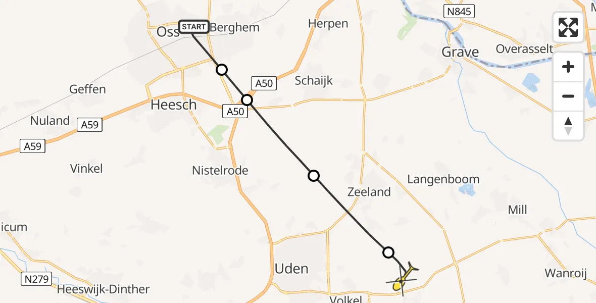 Routekaart van de vlucht: Lifeliner 3 naar Vliegbasis Volkel