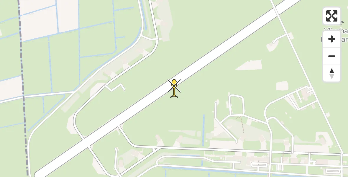 Vluchtroute Ambulancehelikopter van Vliegbasis Leeuwarden naar Vliegbasis Leeuwarden