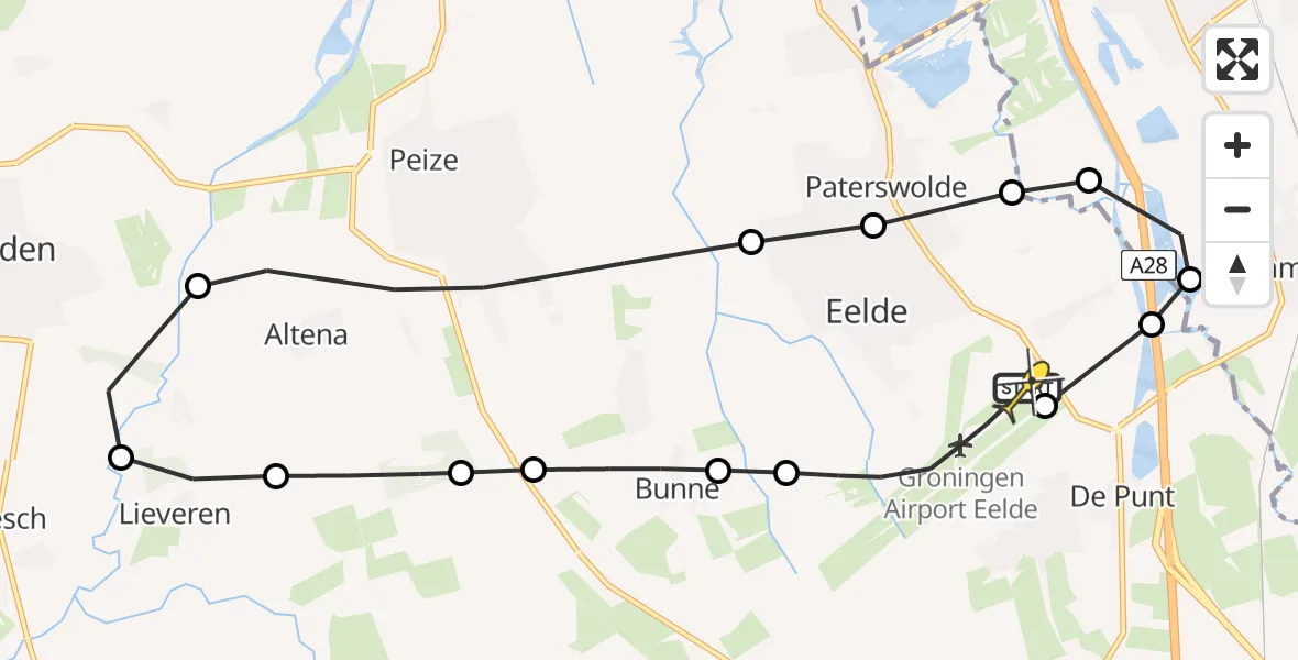 Routekaart van de vlucht: Lifeliner 4 naar Groningen Airport Eelde