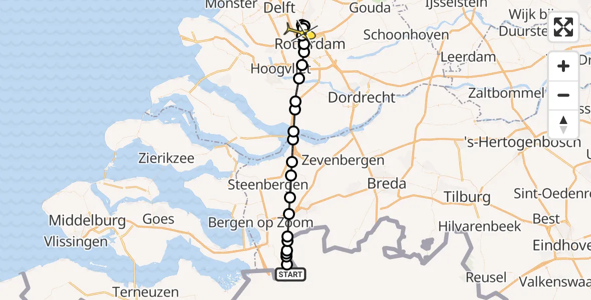 Routekaart van de vlucht: Lifeliner 2 naar Rotterdam The Hague Airport