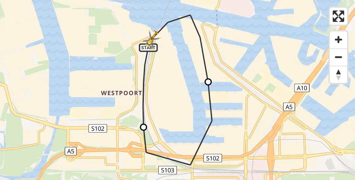 Vluchtroute Traumahelikopter Amsterdam Heliport - Amsterdam Heliport, 06 november 2023, 11:29