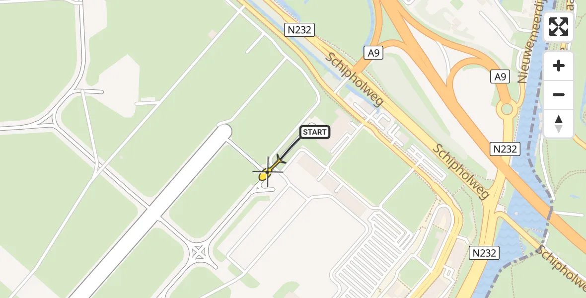 Vluchtroute Politiehelikopter van Schiphol naar Schiphol