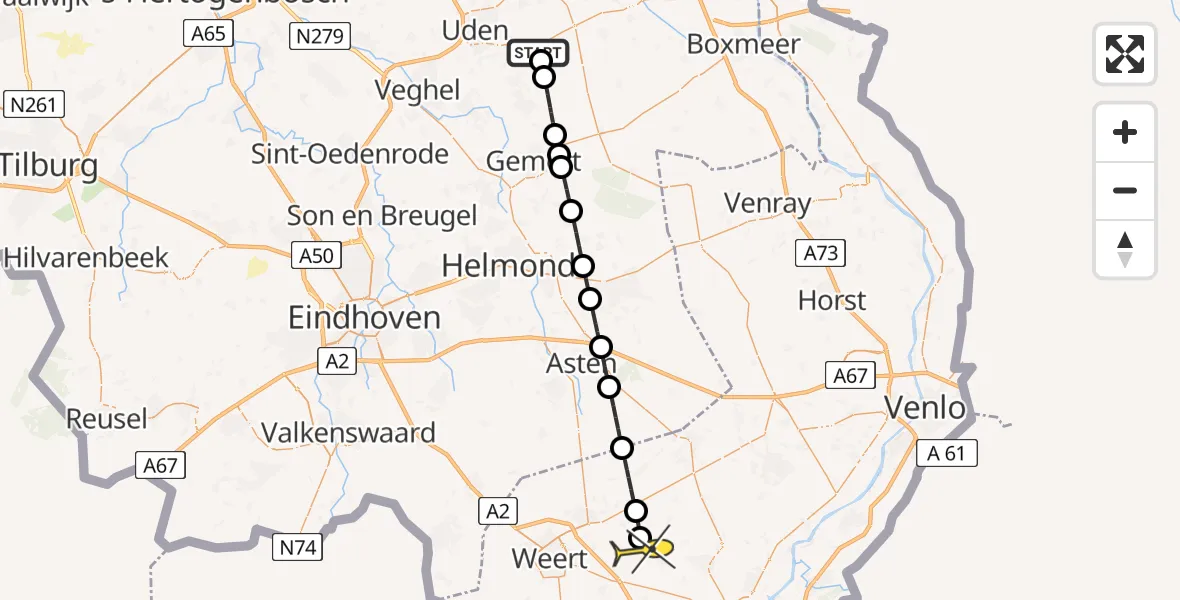 Routekaart van de vlucht: Lifeliner 3 naar Leveroy