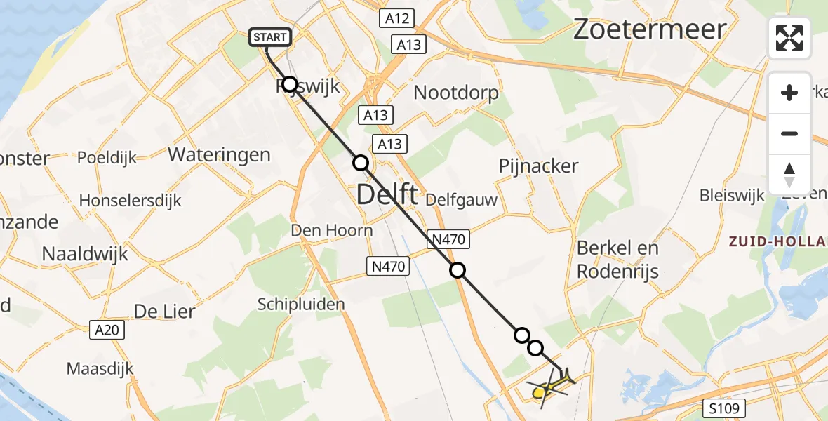 Routekaart van de vlucht: Lifeliner 2 naar Rotterdam The Hague Airport