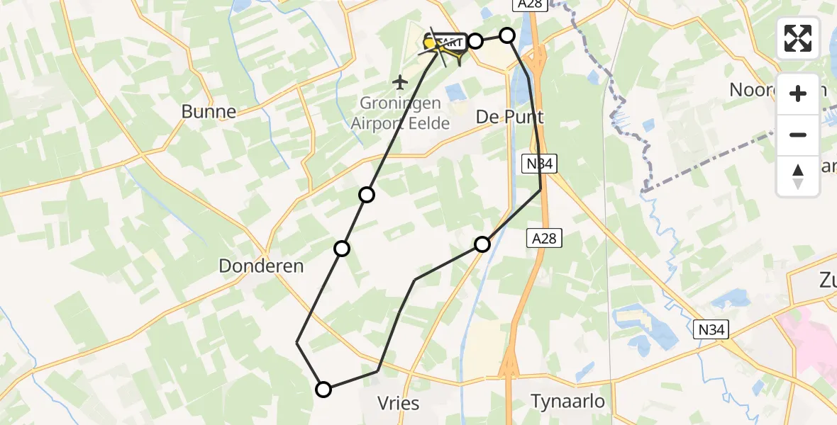 Routekaart van de vlucht: Lifeliner 4 naar Groningen Airport Eelde
