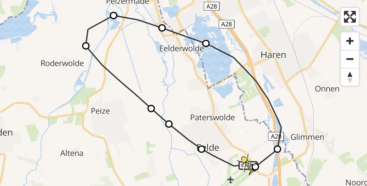 Routekaart van de vlucht: Lifeliner 4 naar Groningen Airport Eelde